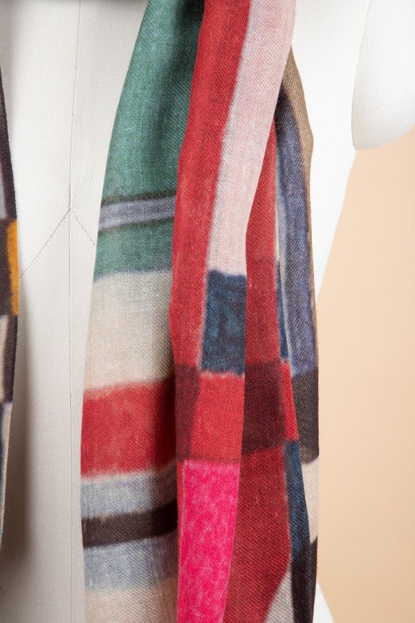 Watercolor Striped Wool Scarf Dark Multi