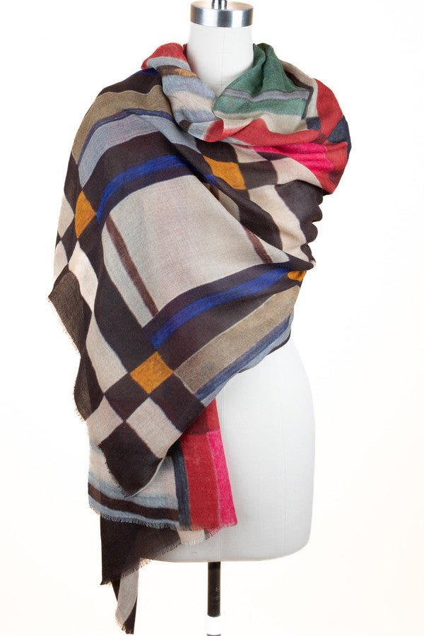 Watercolor Striped Wool Scarf Dark Multi