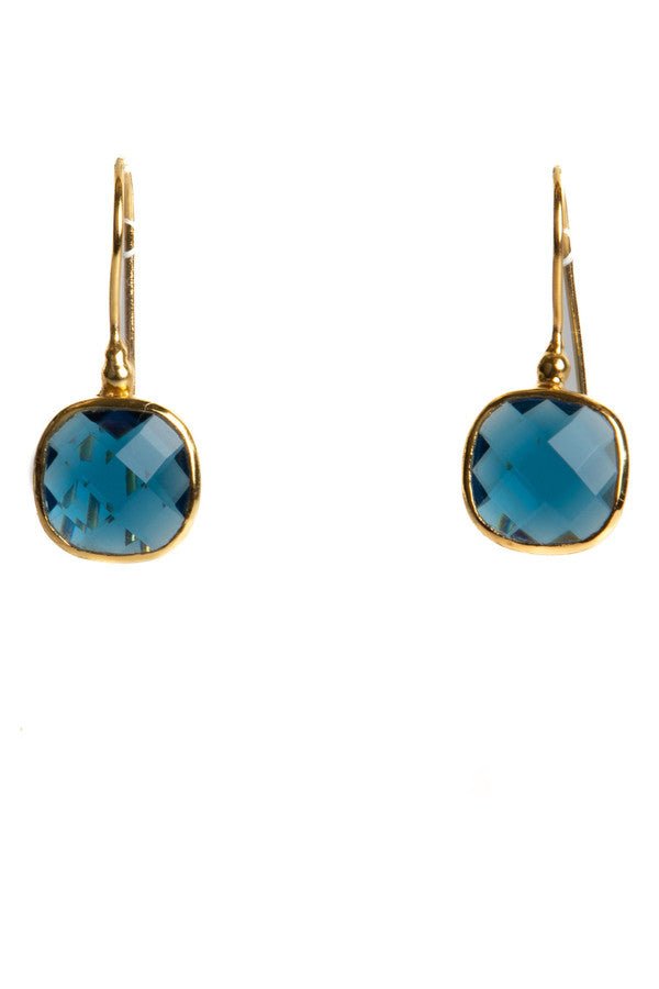 Cushion Cut Gemstone Earrings - SAACHI - Light Sky Blue - Earrings