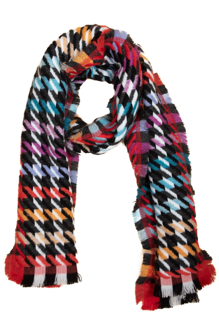 Woven Rainbow Accented Scarf Dark Multi