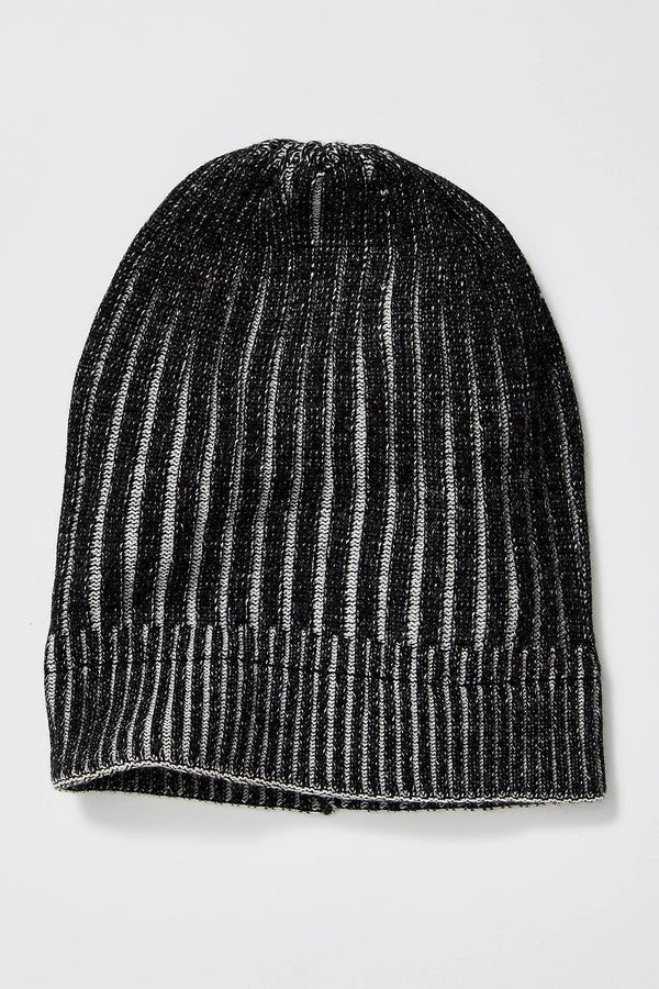 Slouchy Ribbed Cuffed Beanie Black