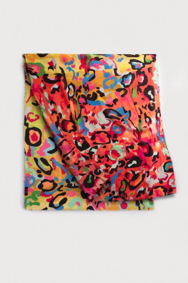 Multicolored Abstract Wool Scarf Dark Multi