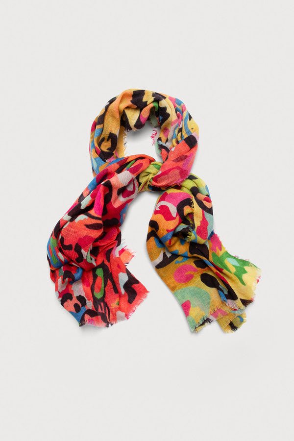 Multicolored Abstract Wool Scarf Dark Multi