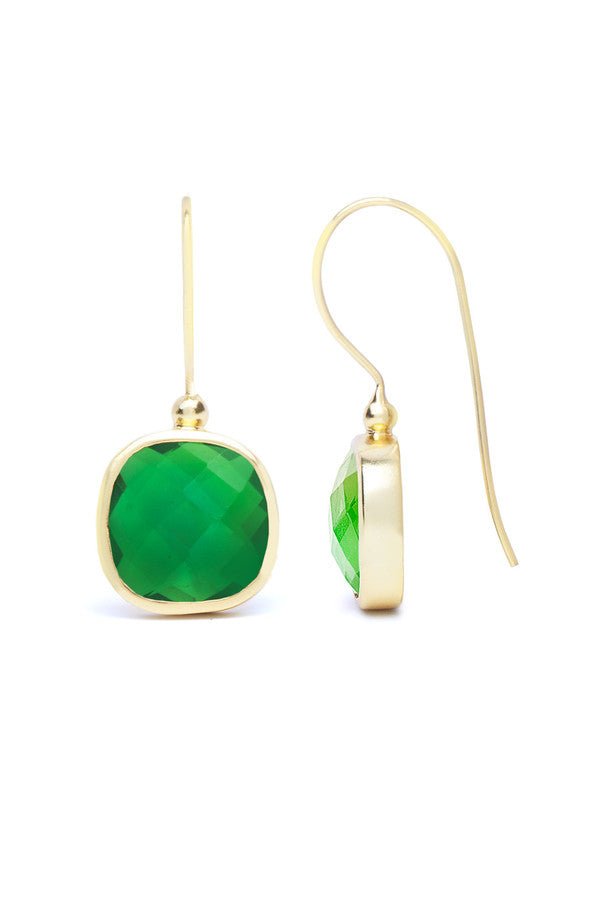 Cushion Cut Gemstone Earrings - SAACHI - Medium Sea Green - Earrings