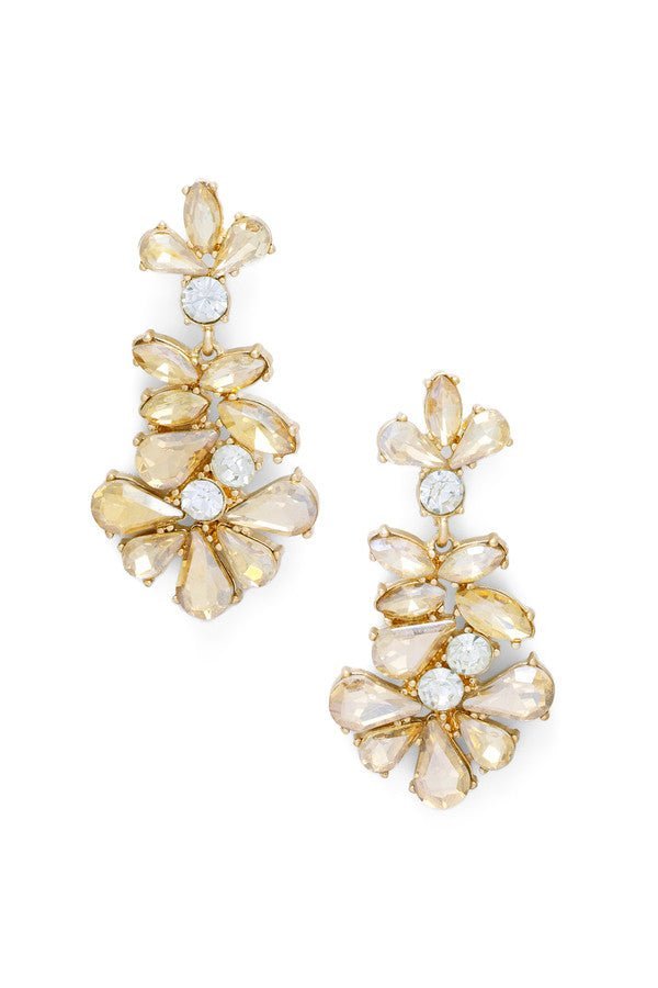 Crystal Clear Chandelier Earrings Gold