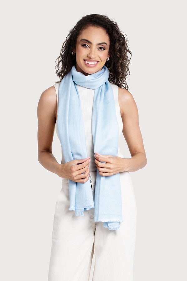 Cashmere Silk Scarf - SAACHI - Light Sky Blue - Scarf