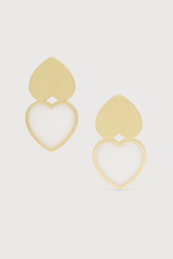 Heart Duo Earrings White