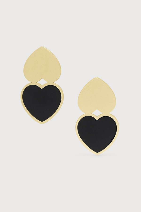 Heart Duo Earrings Black