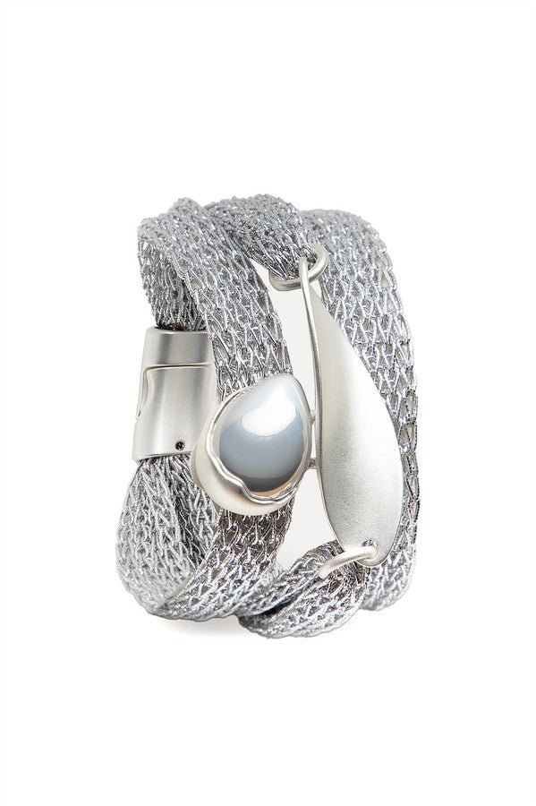 Mesh Twisted Plate Orb Bracelets Silver