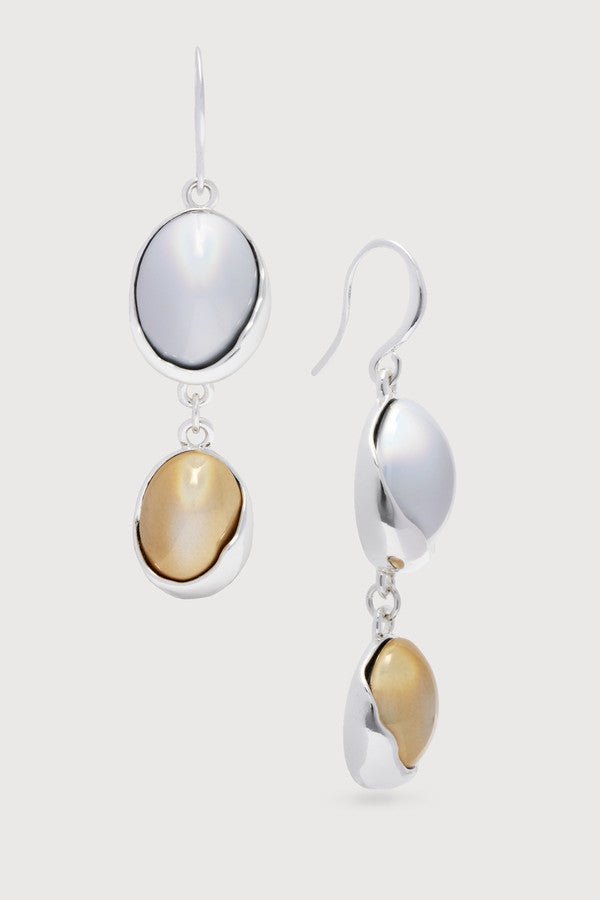 Colored Orbs Duo Dangle Earrings Gold