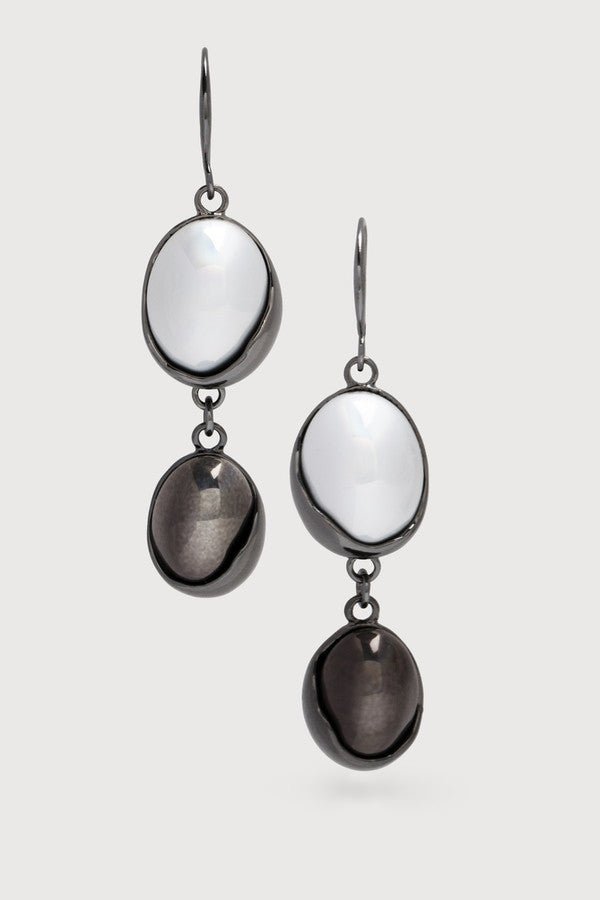 Colored Orbs Duo Dangle Earrings Black