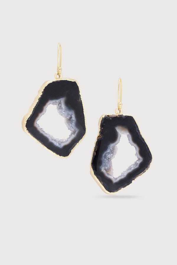 Agate Dangle Earrings Black