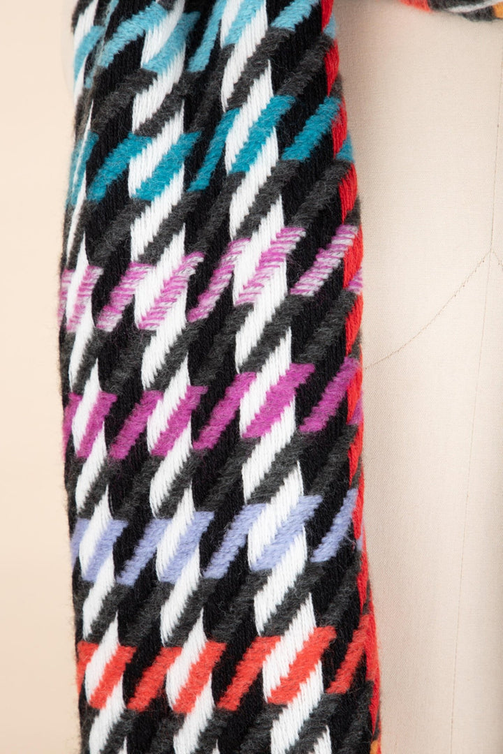 Woven Rainbow Accented Scarf Dark Multi