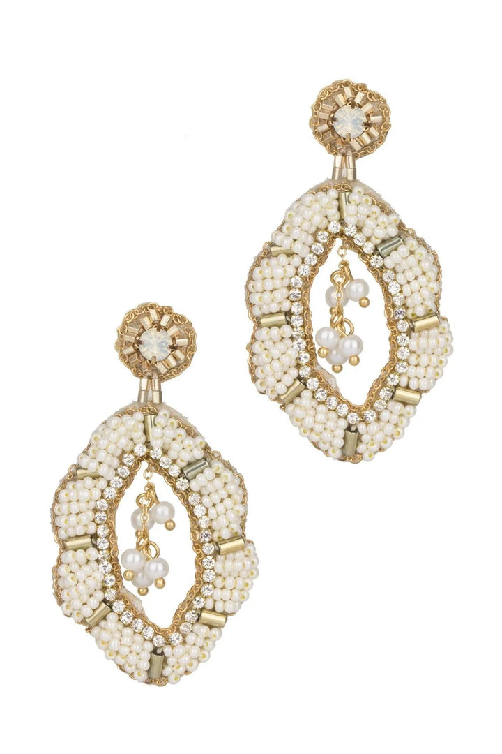 Rococo Beaded Statement Earring White