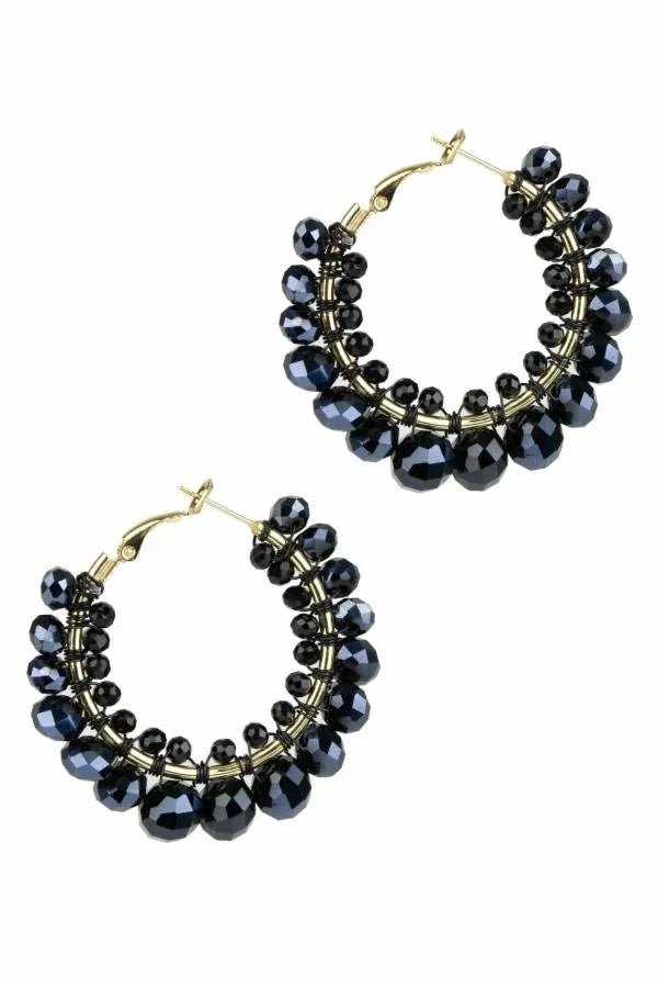 Shaam Beaded Hoop Earring Blue