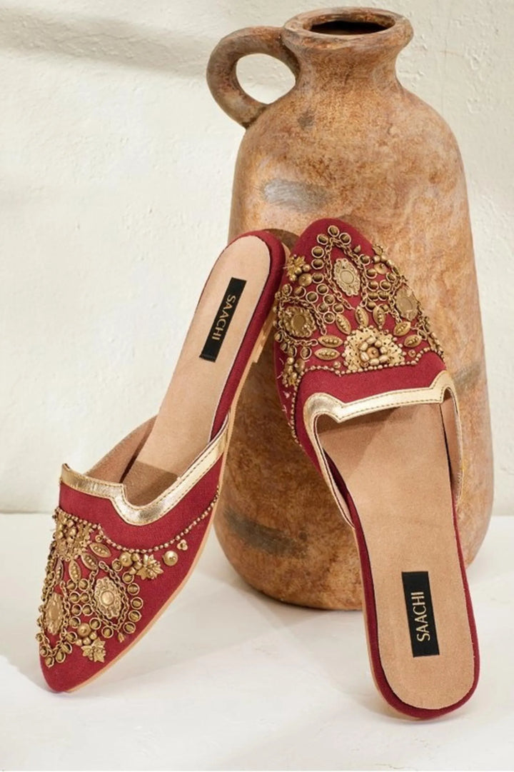 Marsala Anti Gold Mules Firebrick