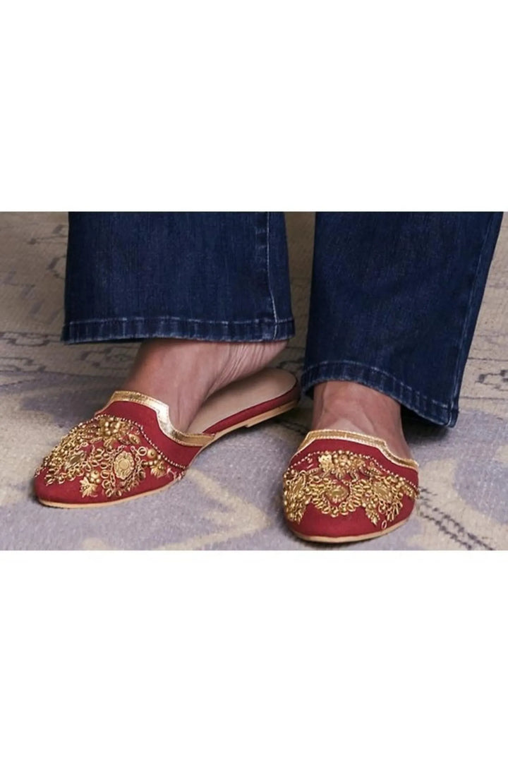 Marsala Anti Gold Mules Firebrick