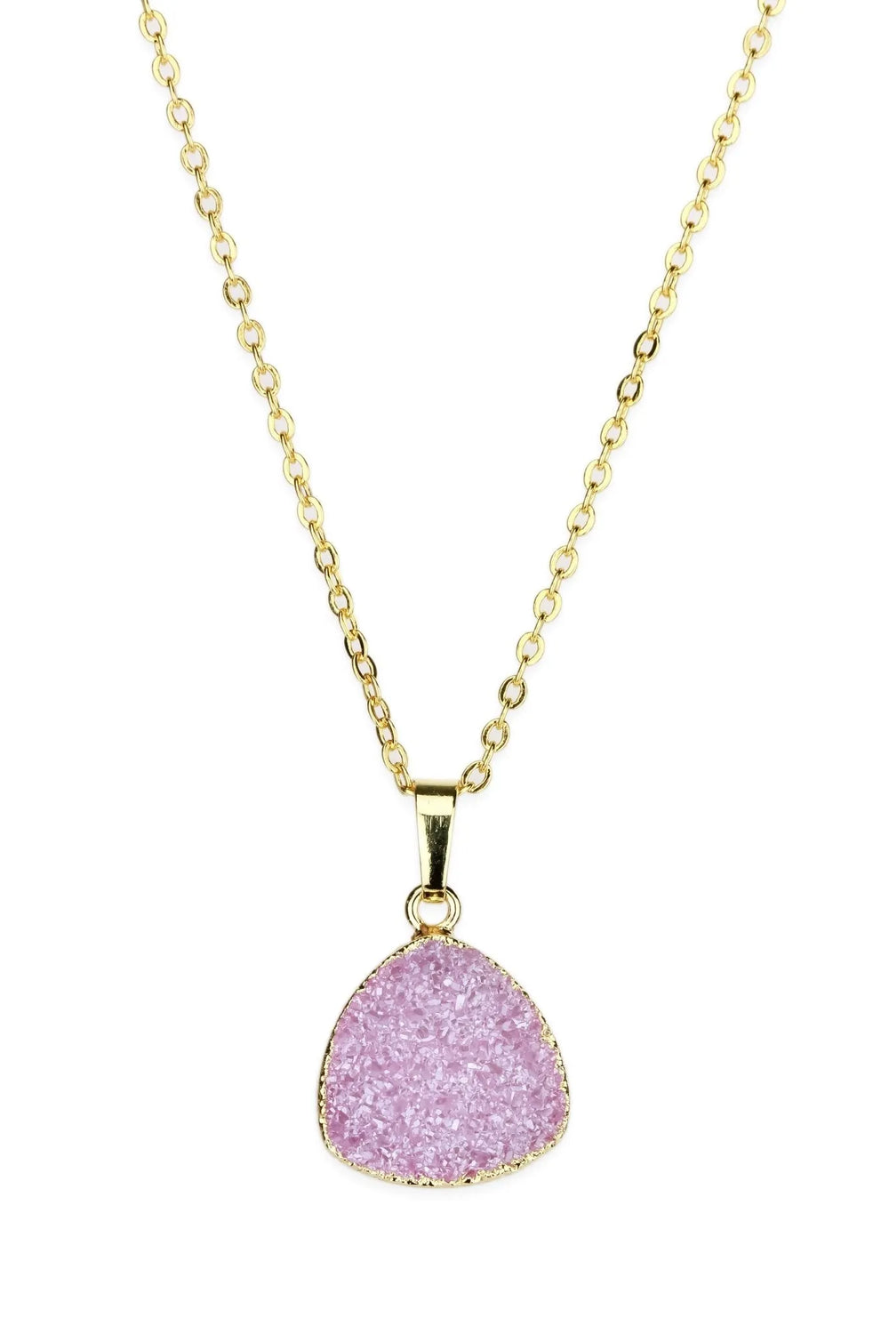 Triangle Pendant Druzy Necklace Plum