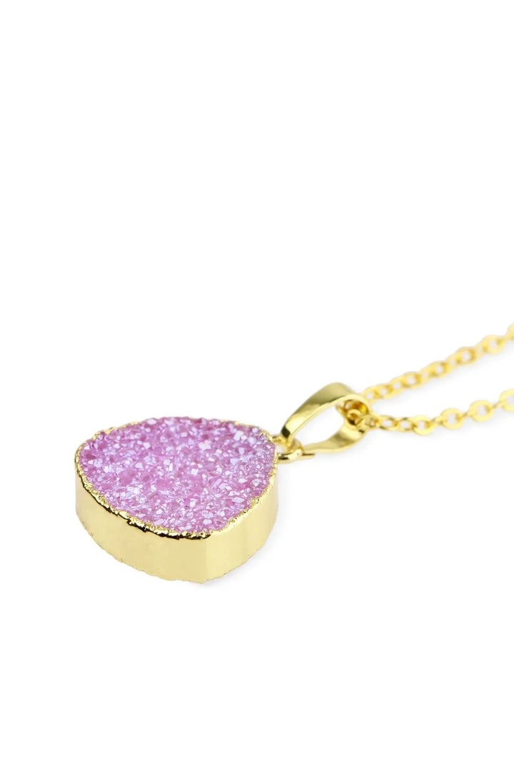 Triangle Pendant Druzy Necklace Plum