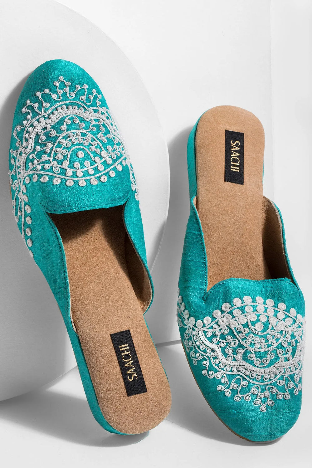 Third Eye Embroidered Mule Turquoise