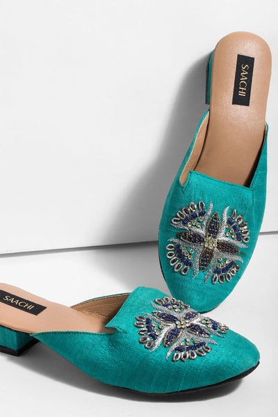 beaded embroidered mule