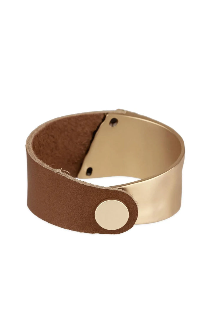 Wild Ways Leather Statement Bracelet Gold