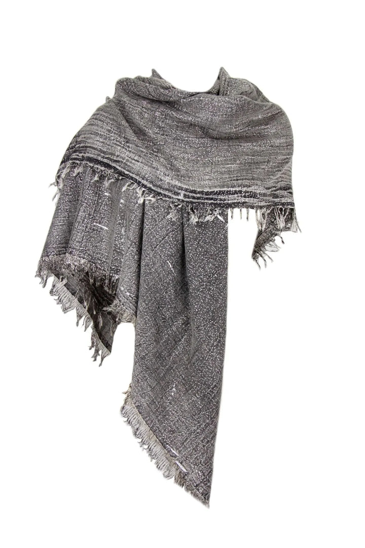 Metallic Rugged Fringe Scarf Dim Gray