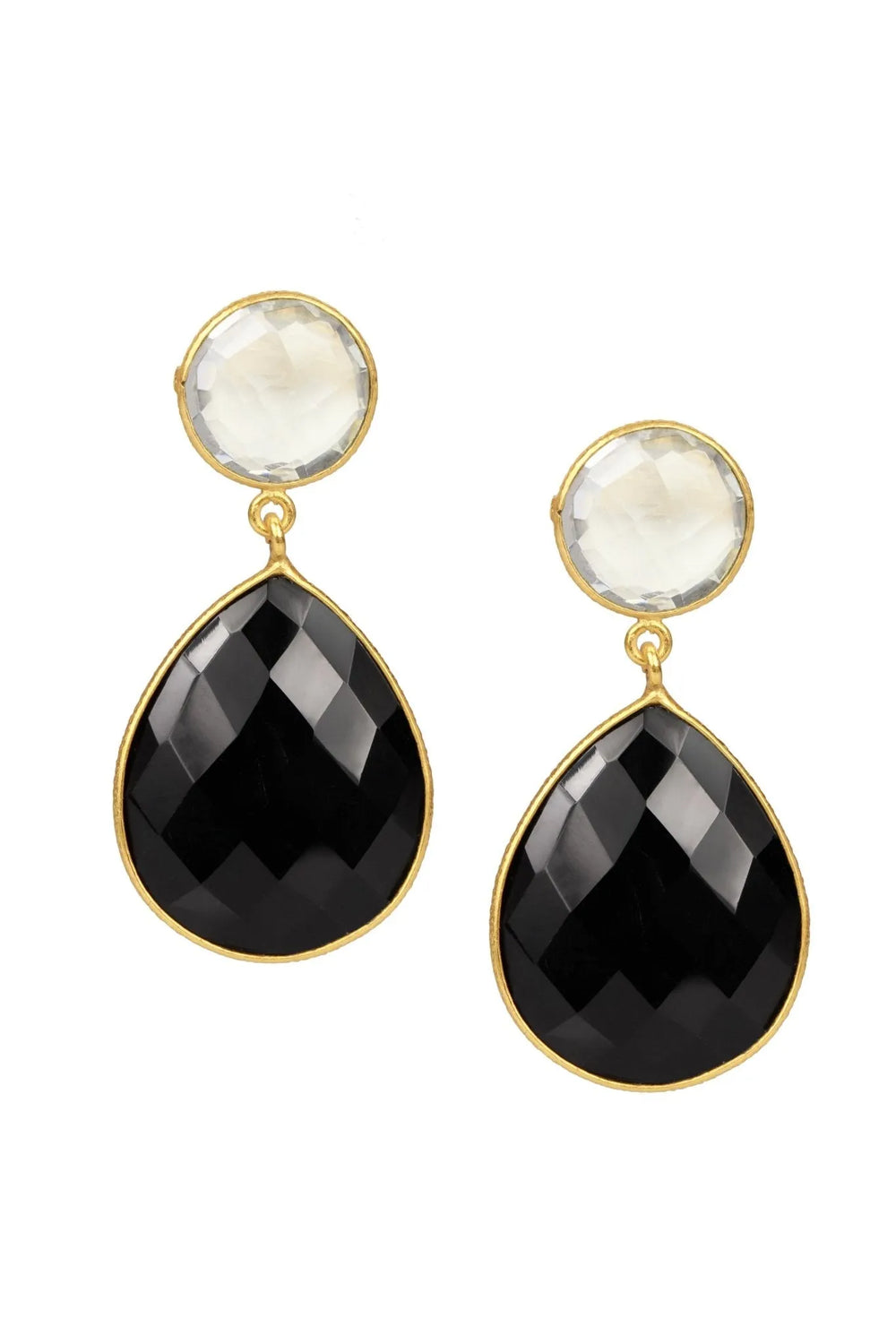 Two-Toned Double Drop Earrings Black