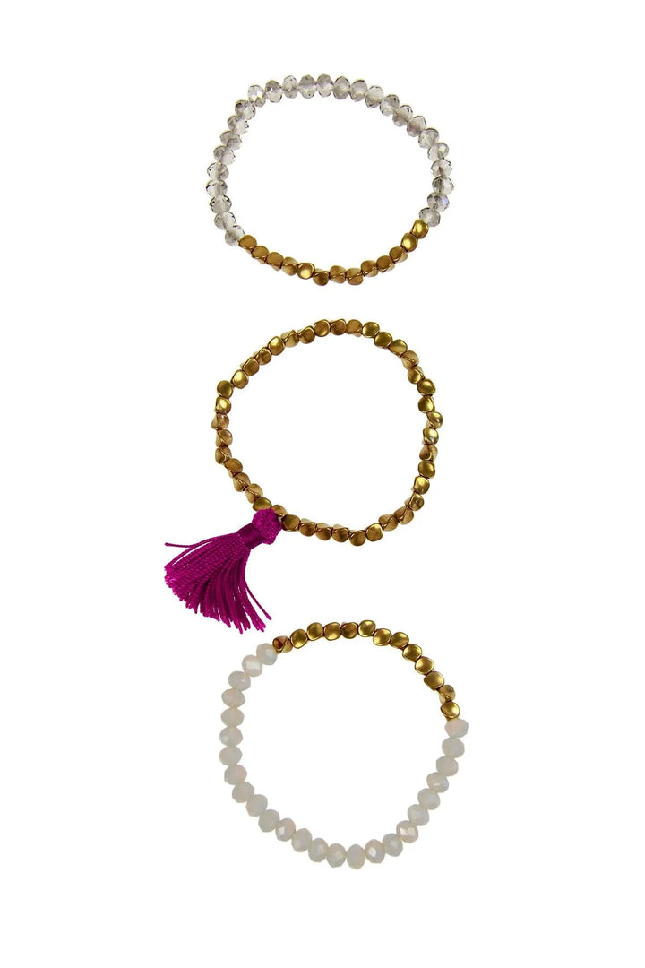 Nisha Beaded Stretch Bracelet Set Gold