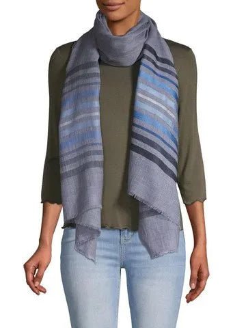 Multi Striped Metallic Scarf Light Steel Blue