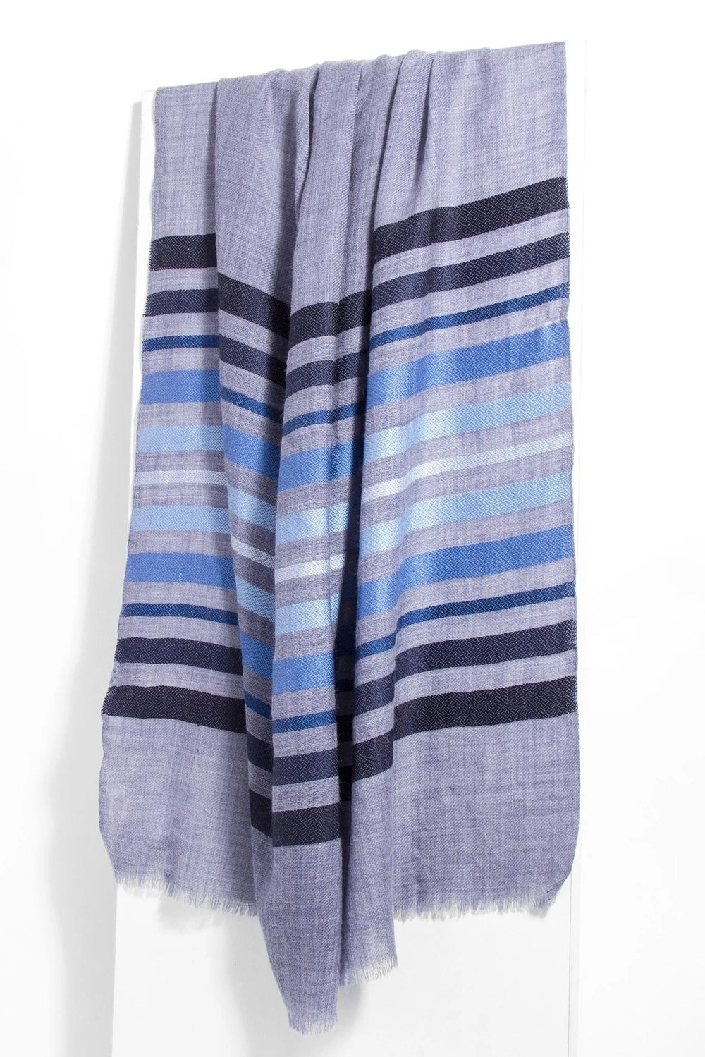 Multi Striped Metallic Scarf Light Steel Blue