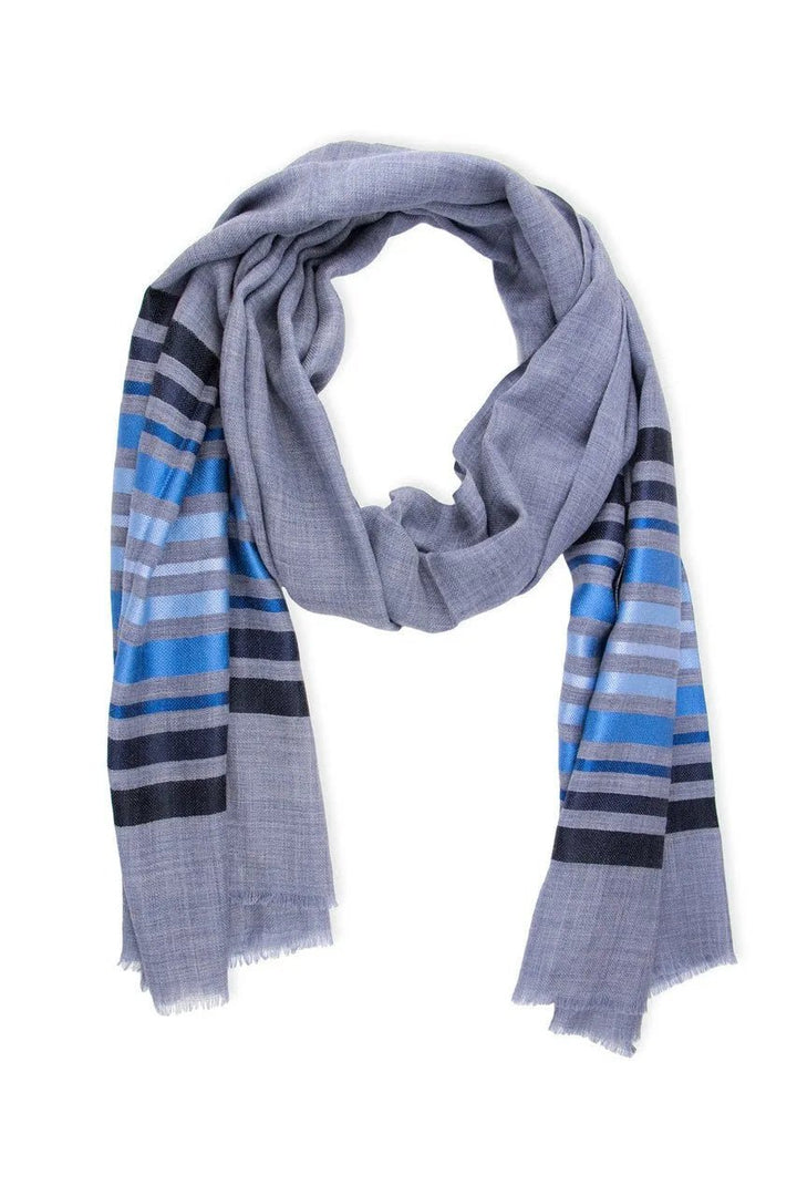 Multi Striped Metallic Scarf Light Steel Blue