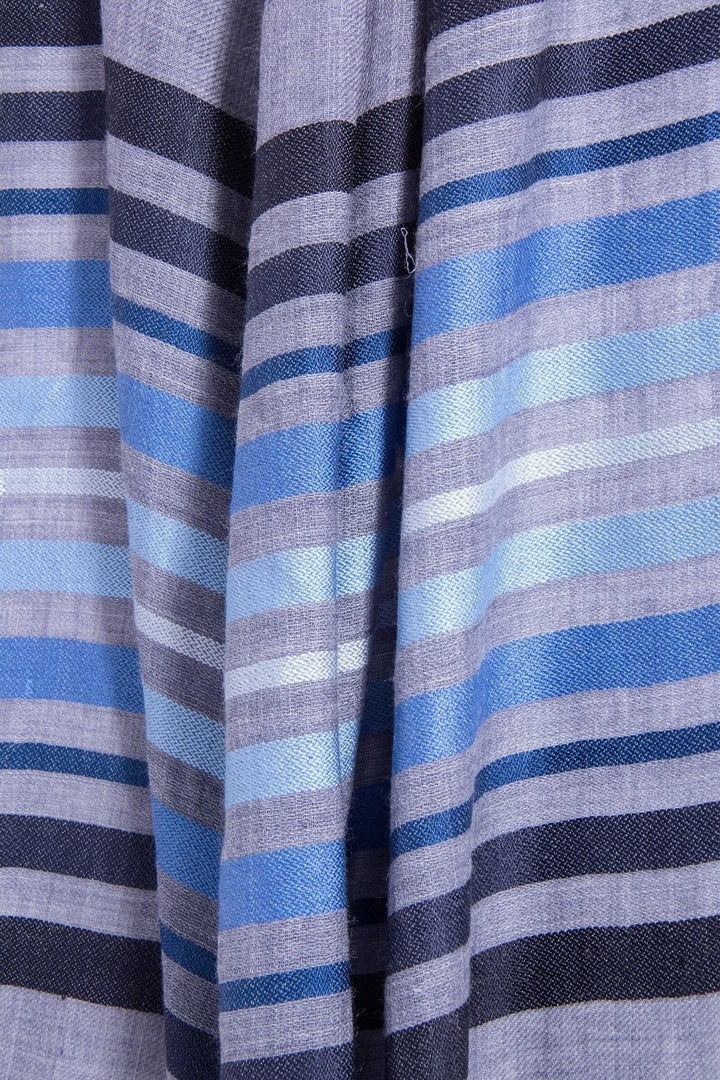 Multi Striped Metallic Scarf Light Steel Blue