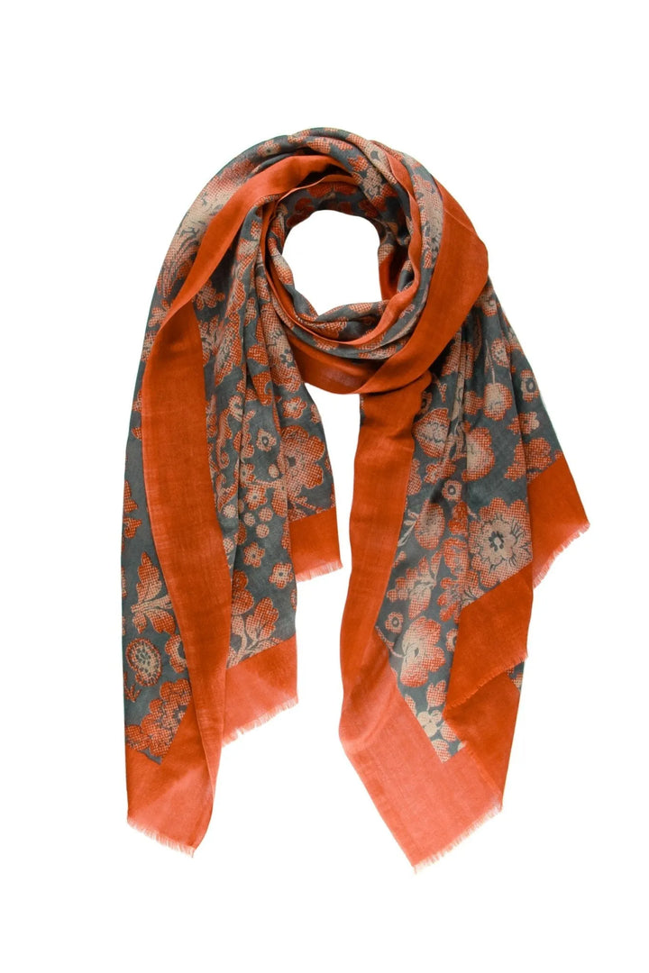 Maelie Two Tone Oblong Scarf Orange Red