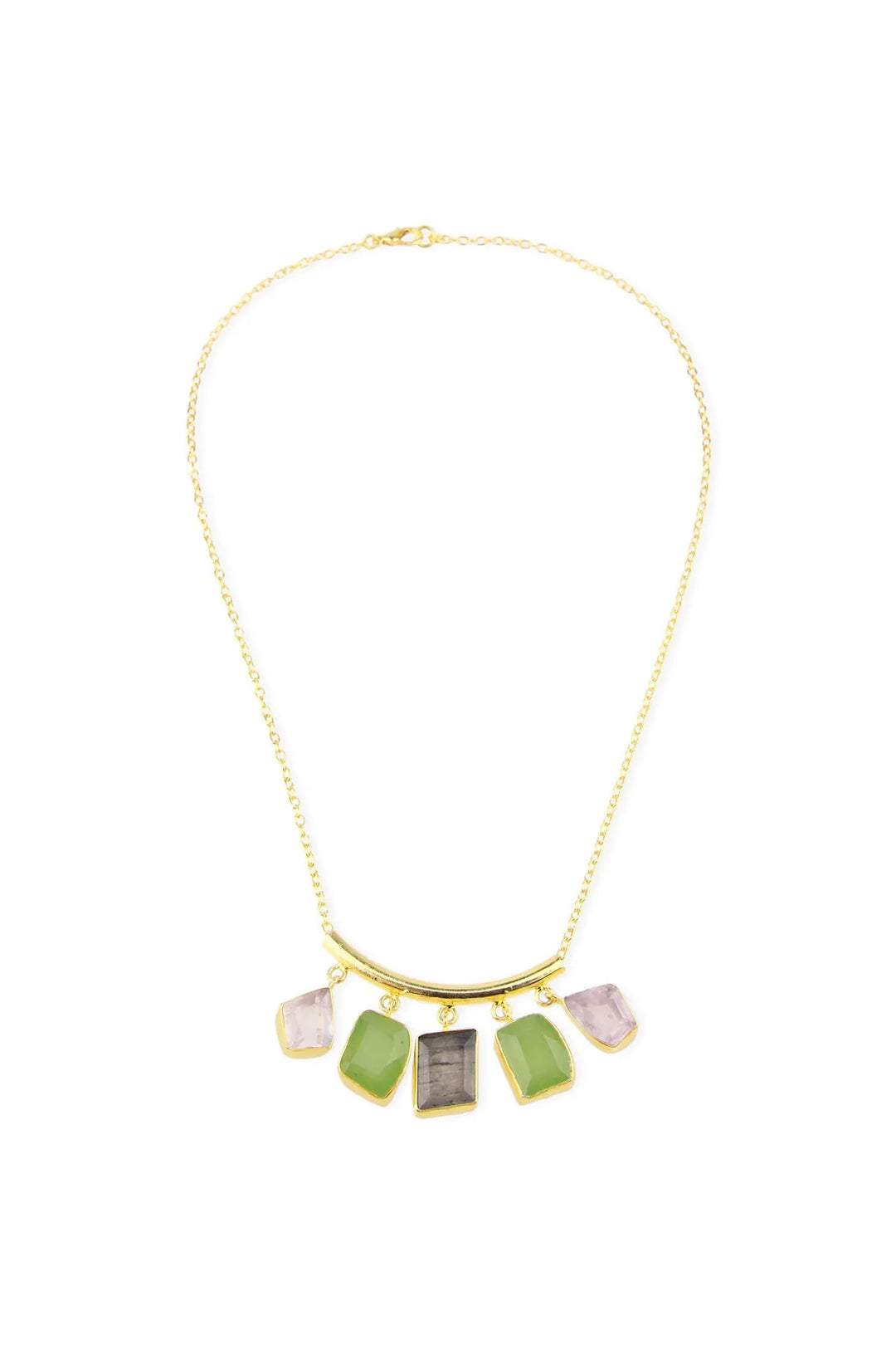 Gemstone Drop Long Necklace Medium Sea Green