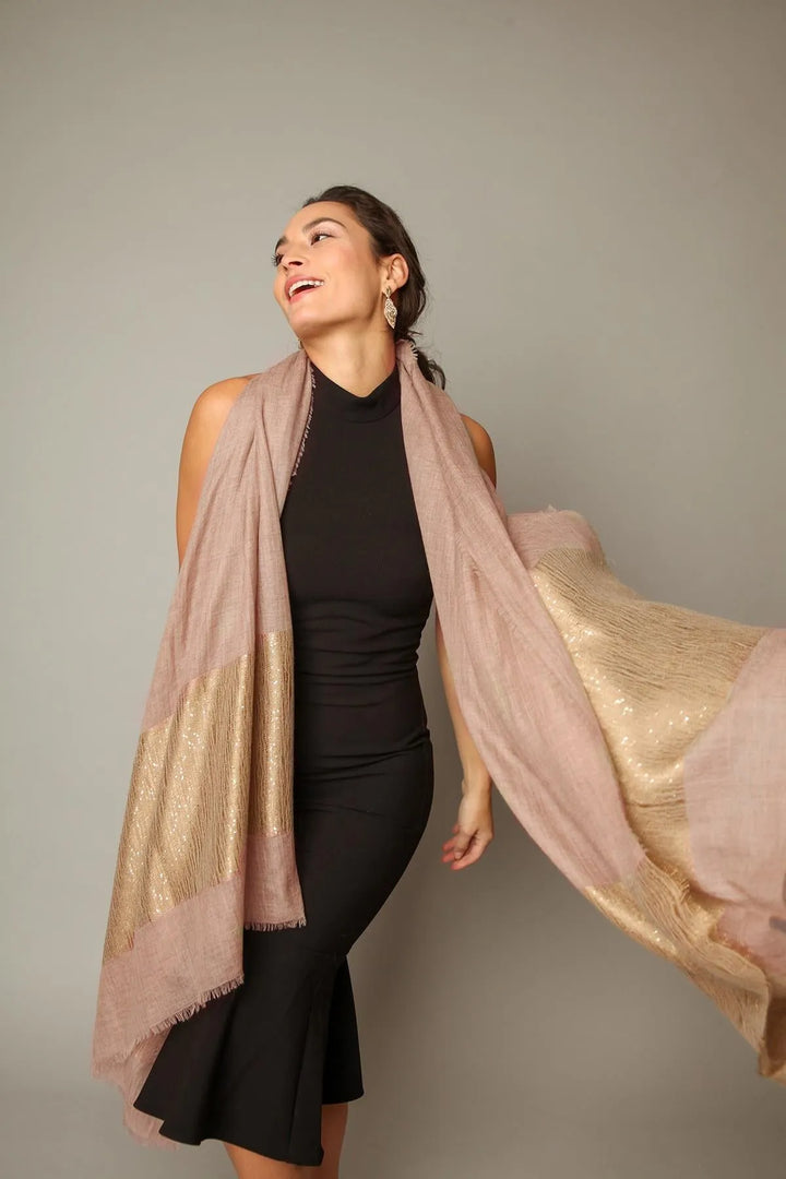 Simply Embellished Cashmere Wrap Misty Rose