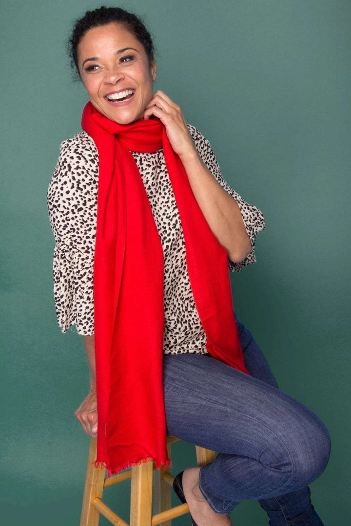 Cashmere Silk Scarf - SAACHI - Red - Scarf