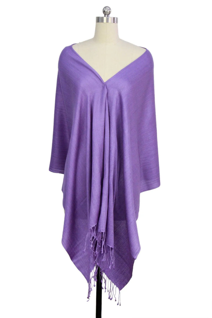 Cashmere Fringe Wrap Scarf Medium Purple