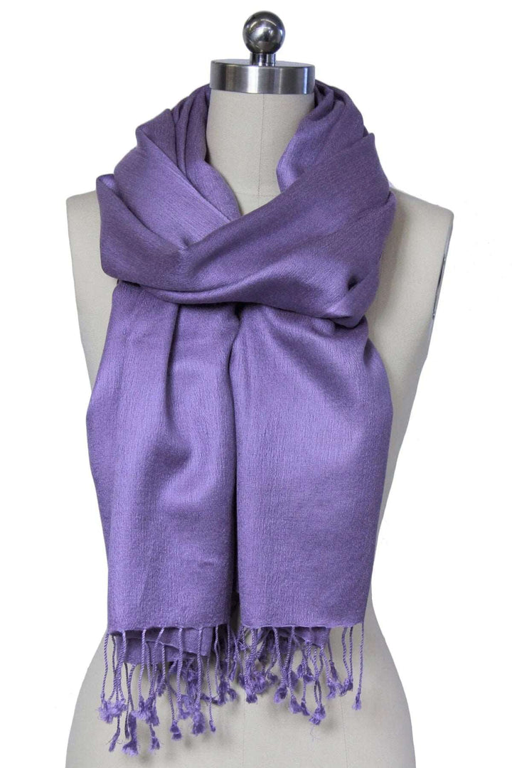 Cashmere Fringe Wrap Scarf Medium Purple