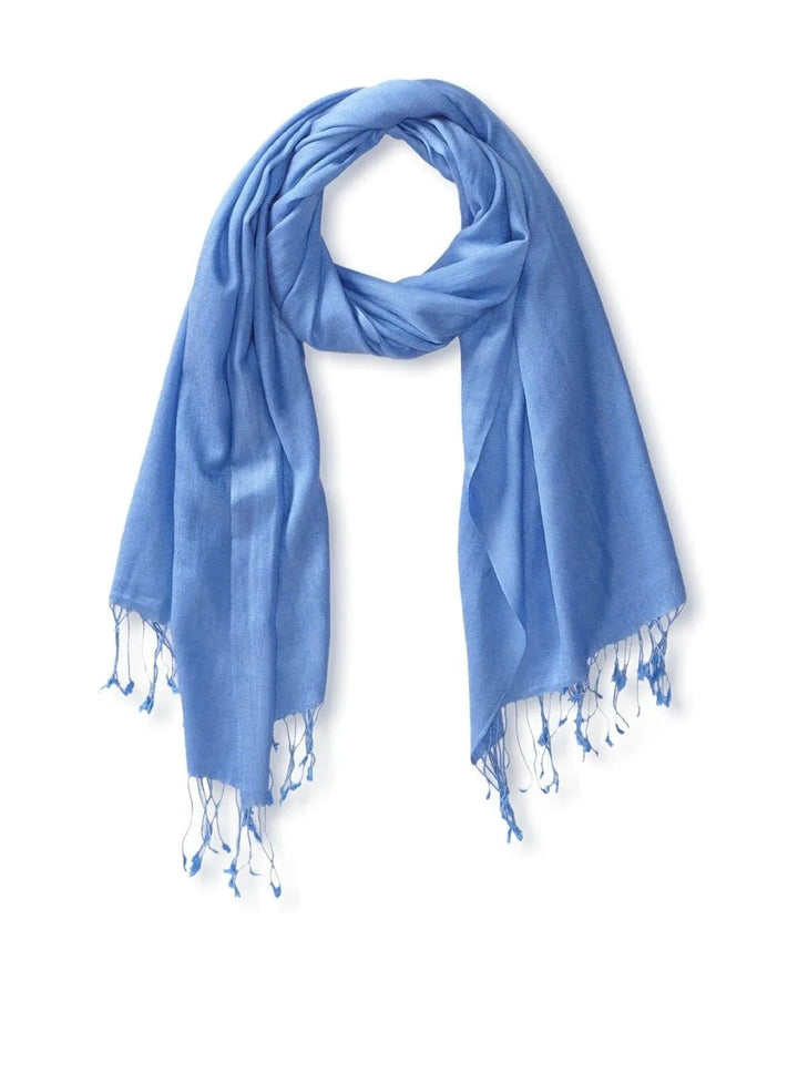 Cashmere Fringe Wrap Scarf Corn Flower Blue