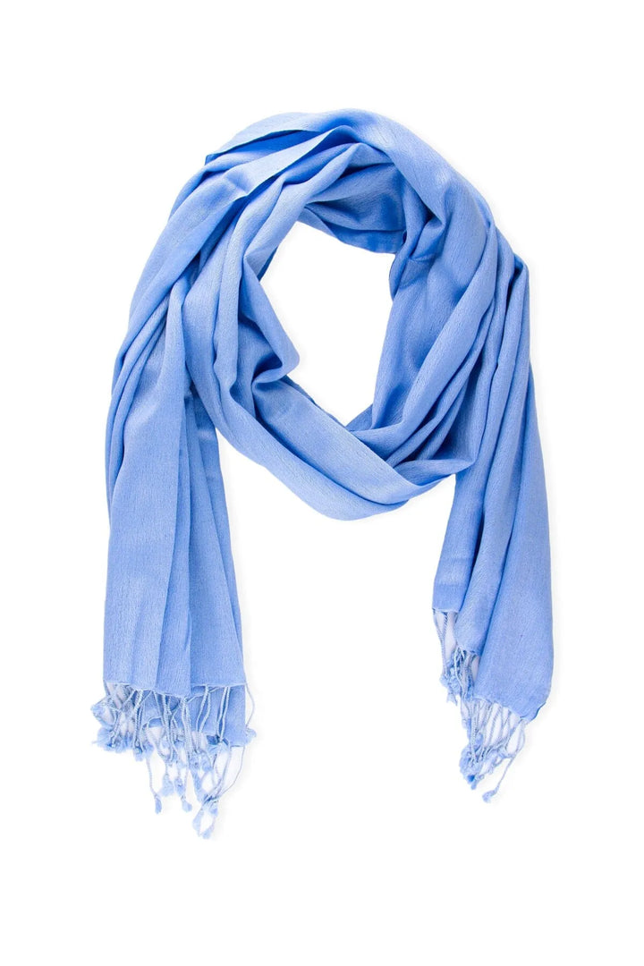 Cashmere Fringe Wrap Scarf Corn Flower Blue