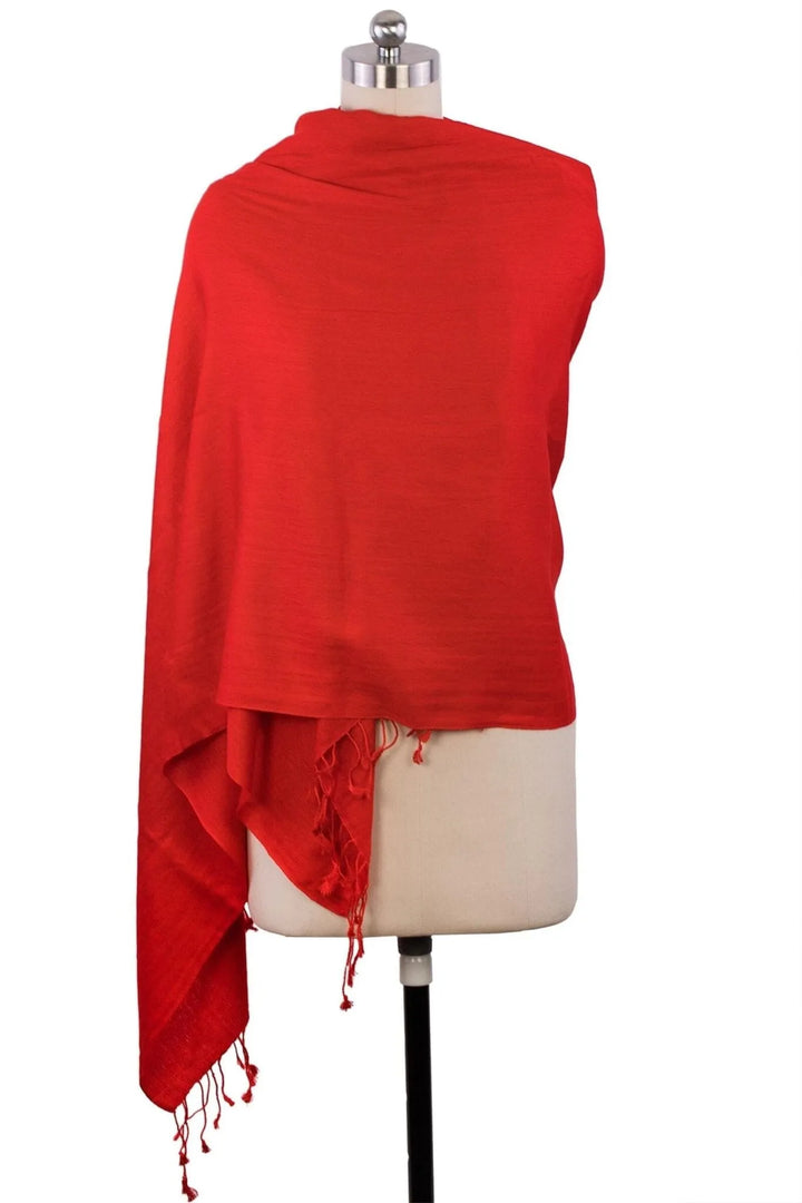 Cashmere Fringe Wrap Scarf Red