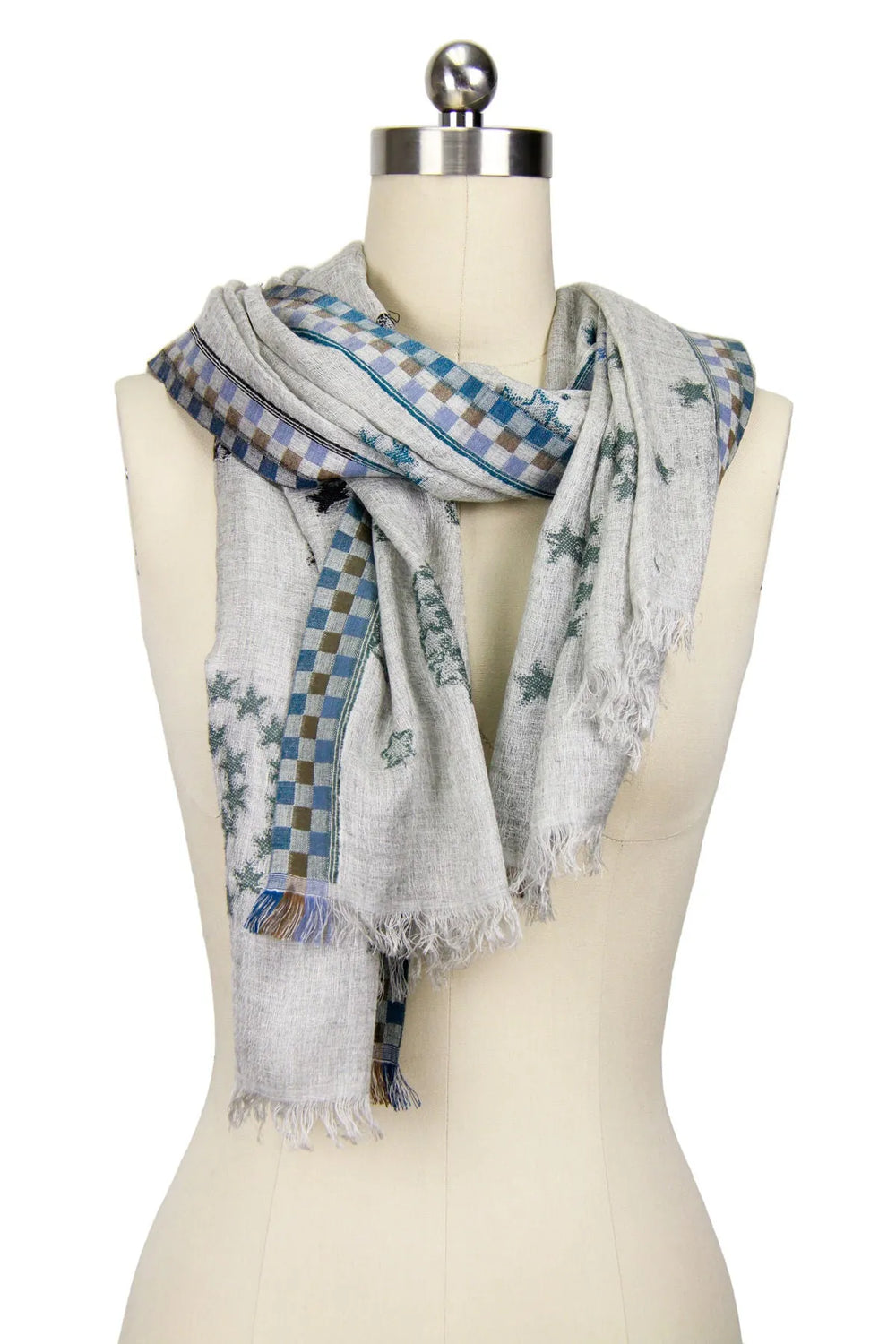 Star Constellation Grey Scarf White Smoke