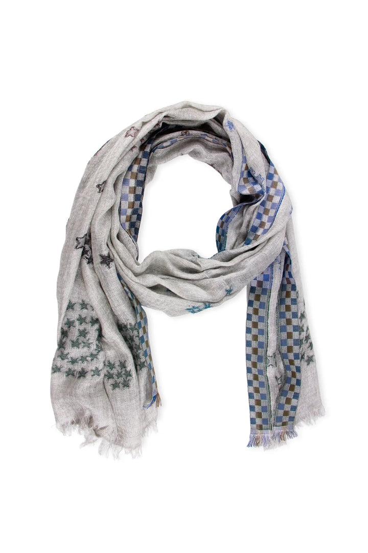 Star Constellation Grey Scarf White Smoke