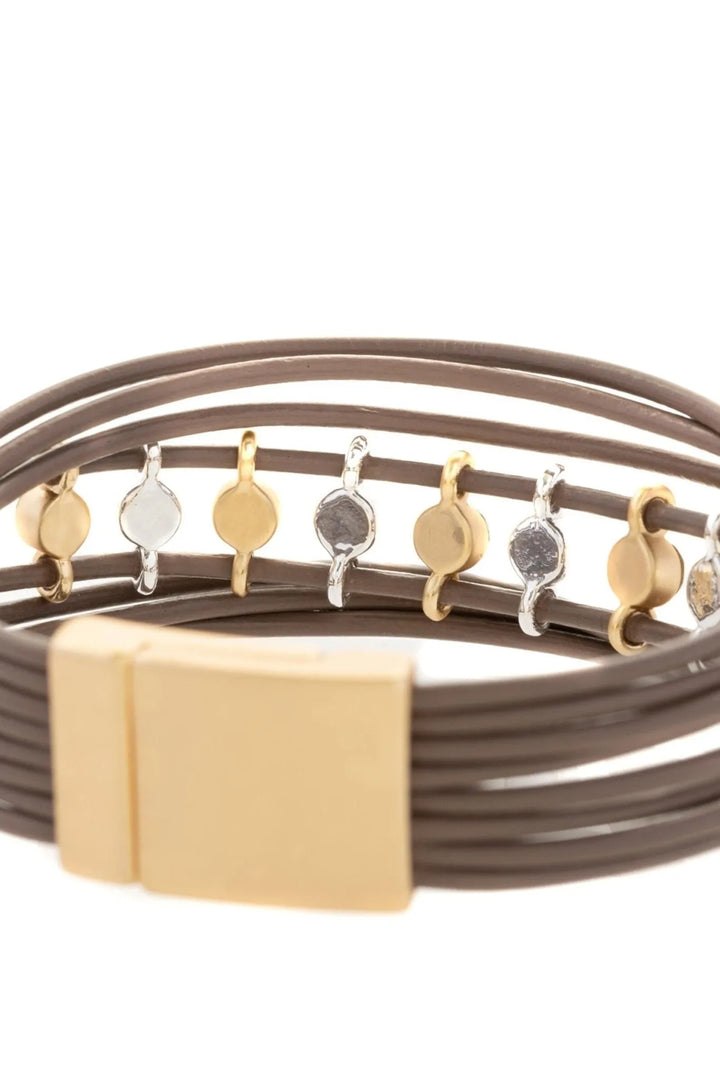 Jewels Leather Bracelet Saddle Brown