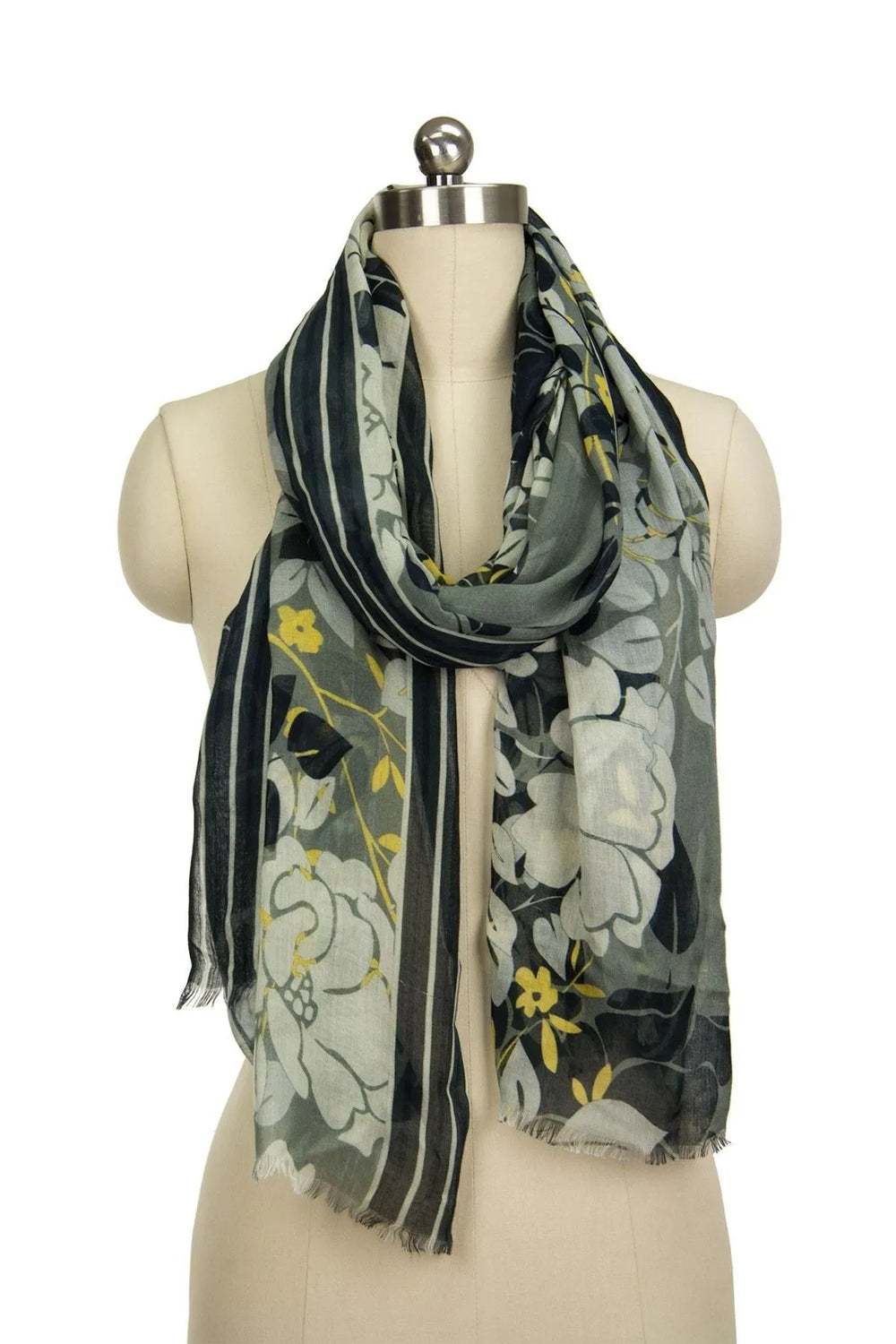 Dark Green Floral Scarf Dark Khaki