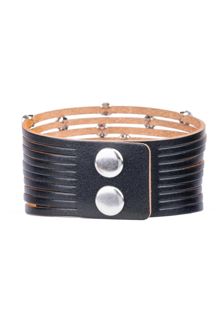 Studded Vegan Starry Night Bracelet Black