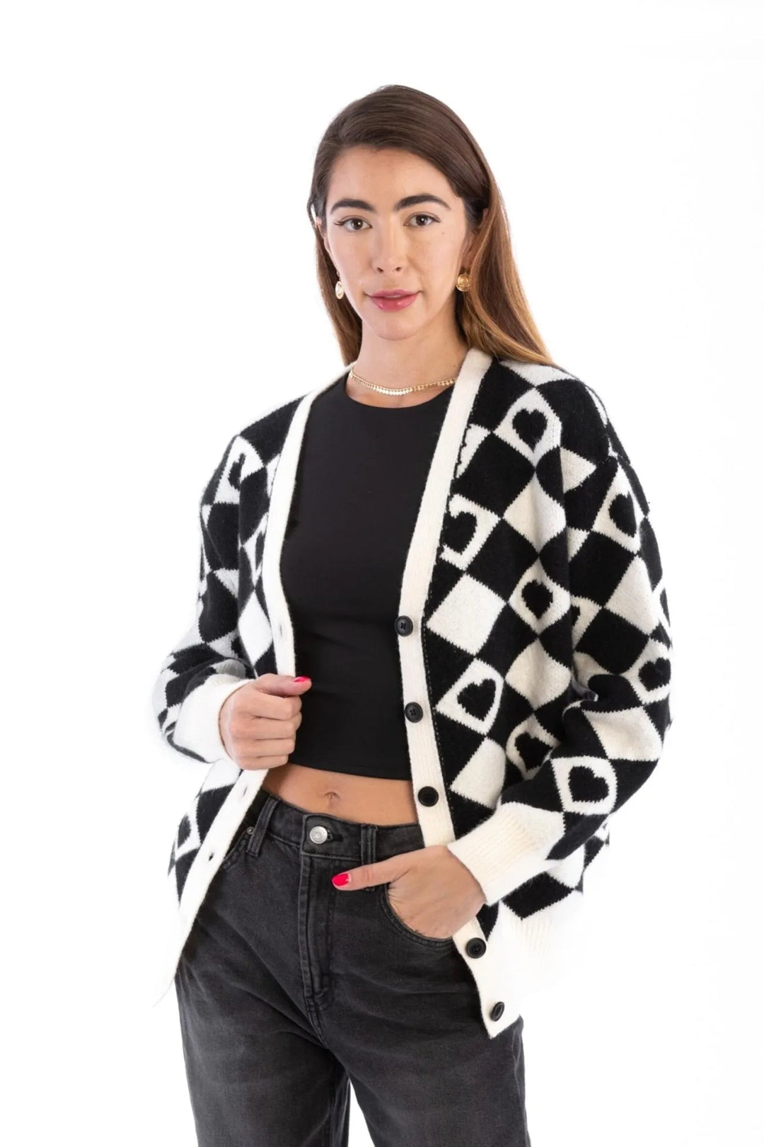 Checkered Hearts Cardigan SAACHI
