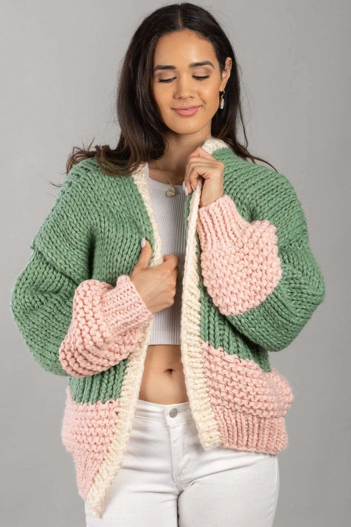 Bella Knit Oversized Sweater - SAACHI - Green - Kimono