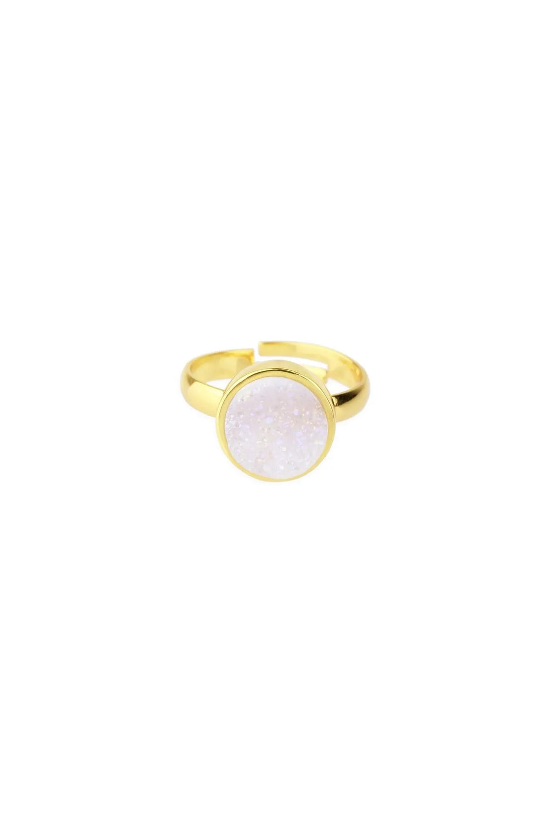 Round Druzy Ring White